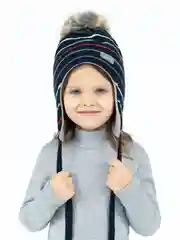 Темно-синий шапка детская зимняя