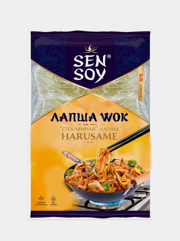 Sen Soy Бобовая лапша Harusame Wok "Стеклянная" для обжарки 150г