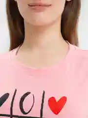 Коралловый меланж футболка женская, с принтом "Сердце"