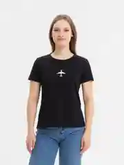 Черный футболка женская, с печатью