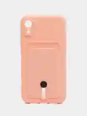 Пудровый силиконовый чехол для iPhone XR (Айфон ХР) с карманом для карт, чехол на айфон