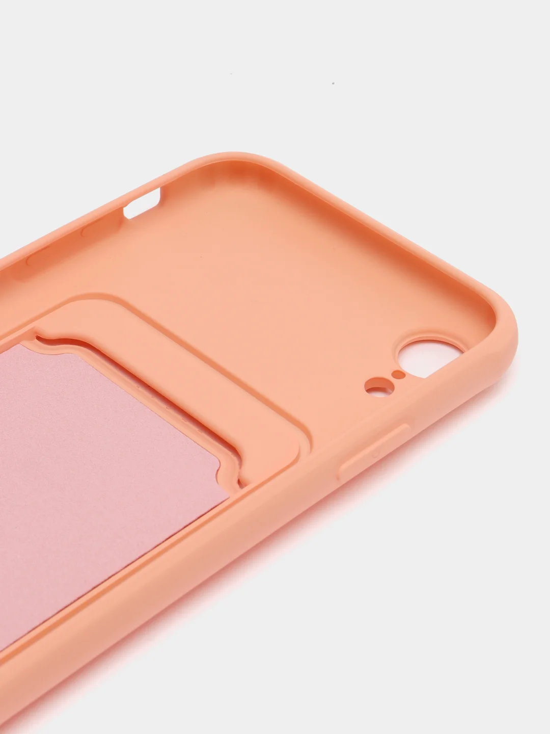 Пудровый силиконовый чехол для iPhone XR (Айфон ХР) с карманом для карт, чехол на айфон