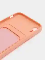 Пудровый силиконовый чехол для iPhone XR (Айфон ХР) с карманом для карт, чехол на айфон