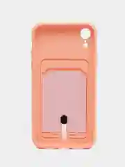 Пудровый силиконовый чехол для iPhone XR (Айфон ХР) с карманом для карт, чехол на айфон