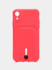 Фуксия силиконовый чехол для iPhone XR (Айфон ХР) с карманом для карт, чехол на айфон