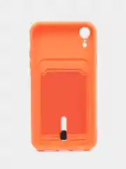 Оранжевый силиконовый чехол для iPhone XR (Айфон ХР) с карманом для карт, чехол на айфон