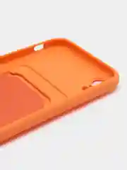 Оранжевый силиконовый чехол для iPhone XR (Айфон ХР) с карманом для карт, чехол на айфон
