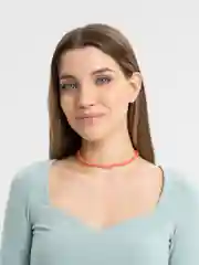 Алый чокер из бисера на шею