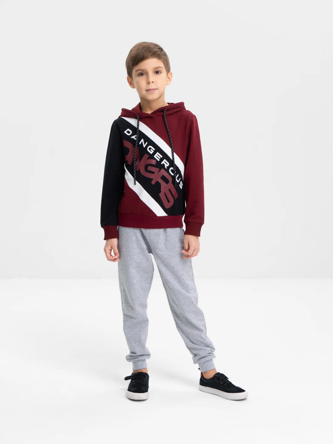 Бордовый свитшот Bonito kids, толстовка для мальчика, с капюшоном