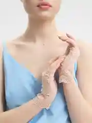 Бежевый митенки кружевные, без пальцев