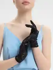 Черный перчатки кружевные, гипюр