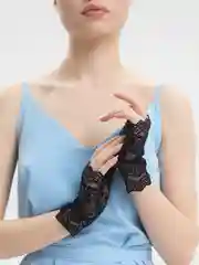 Черный митенки кружевные, без пальцев