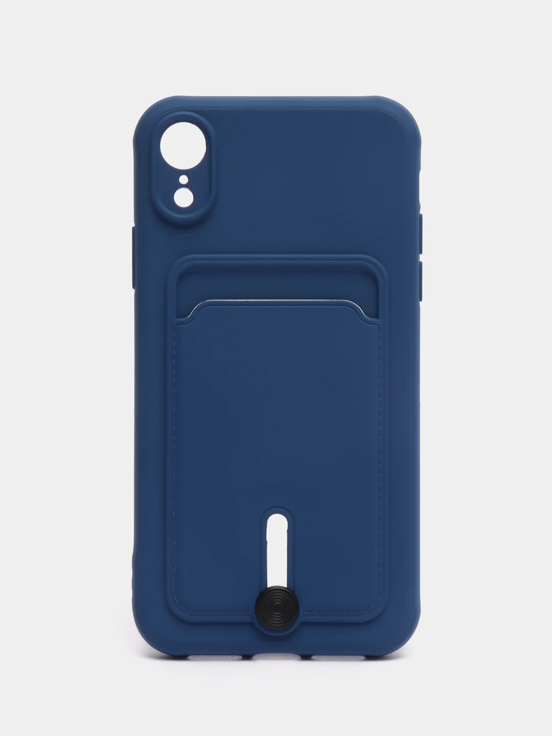 Синий силиконовый чехол для iPhone XR (Айфон ХР) с карманом для карт, чехол на айфон