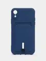 Синий силиконовый чехол для iPhone XR (Айфон ХР) с карманом для карт, чехол на айфон
