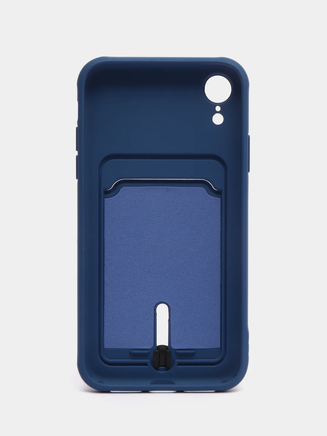 Синий силиконовый чехол для iPhone XR (Айфон ХР) с карманом для карт, чехол на айфон