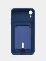Синий силиконовый чехол для iPhone XR (Айфон ХР) с карманом для карт, чехол на айфон
