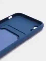 Синий силиконовый чехол для iPhone XR (Айфон ХР) с карманом для карт, чехол на айфон