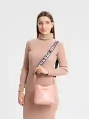 Пудровый сумка женская, маленькая, на плечо, экокожа
