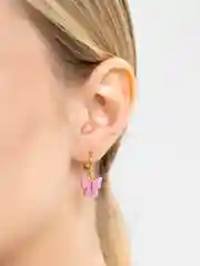 Розовый серьги с подвеской Бабочка