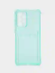 Бирюзовый чехол противоударный для Samsung Galaxy A33 5G, прозрачный, с карманом для карты