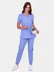 Костюм медицинский женский серо-голубой ТМ Doctor Big арт. 4-71.1