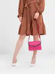 Фуксия сумка кросс-боди женская, с широким ремнём, из экокожи