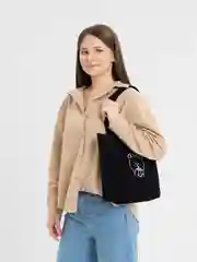 Черный вельветовая сумка с принтом "Медведь"