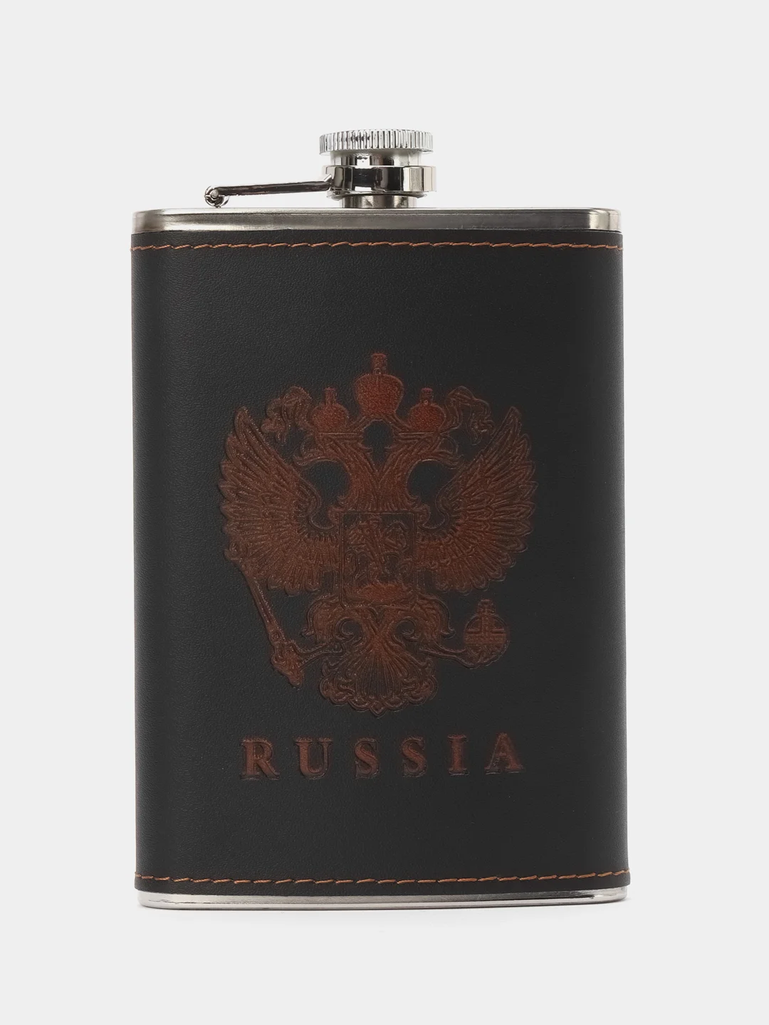 Черный фляжка "Россия", 250 мл, подарок