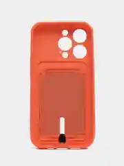 Манго силиконовый чехол для iPhone 14 Pro (Айфон 14 Про), с карманом для карт, чехол на айфон