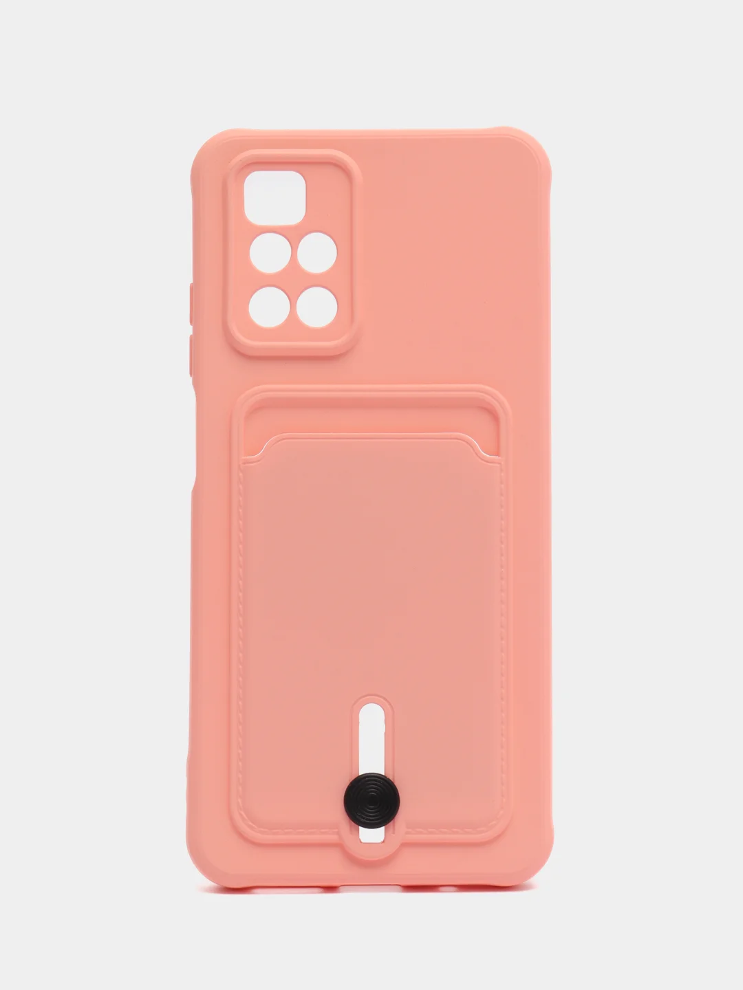 Пастельно-коралловый силиконовый чехол для Xiaomi Redmi 10 ( Сяоми Редми 10 ) с карманом для карт