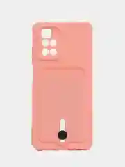 Пастельно-коралловый силиконовый чехол для Xiaomi Redmi 10 ( Сяоми Редми 10 ) с карманом для карт