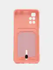 Пастельно-коралловый силиконовый чехол для Xiaomi Redmi 10 ( Сяоми Редми 10 ) с карманом для карт