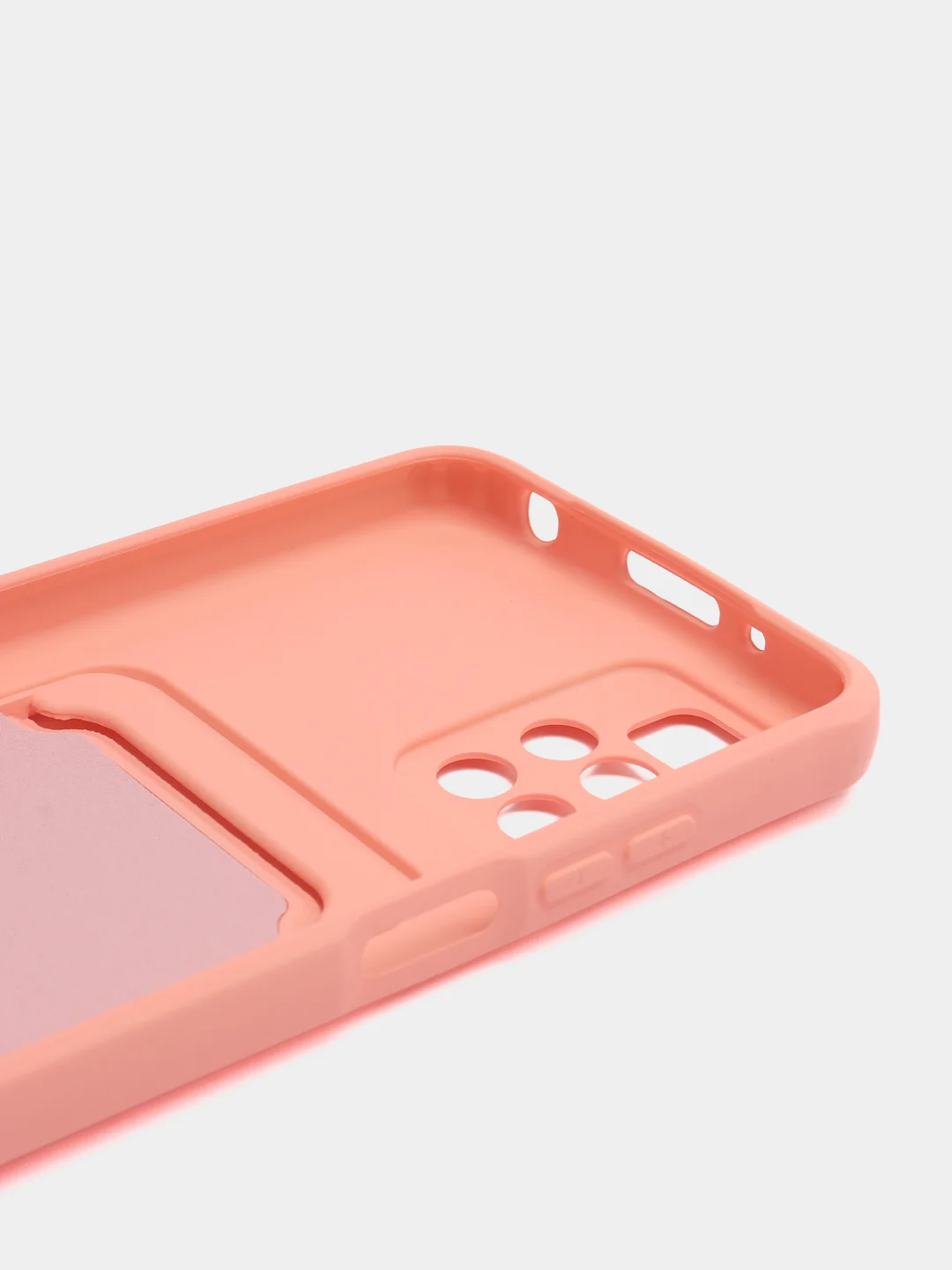 Пастельно-коралловый силиконовый чехол для Xiaomi Redmi 10 ( Сяоми Редми 10 ) с карманом для карт