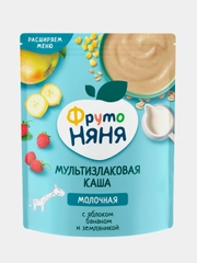 Каша молочная Фрутоняня Мультизлаковая Яблоко/Банан/Земляника с 6мес д/пак 200г