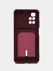 Тёмно-бордовый силиконовый чехол для Xiaomi Redmi 10 ( Сяоми Редми 10 ) с карманом для карт