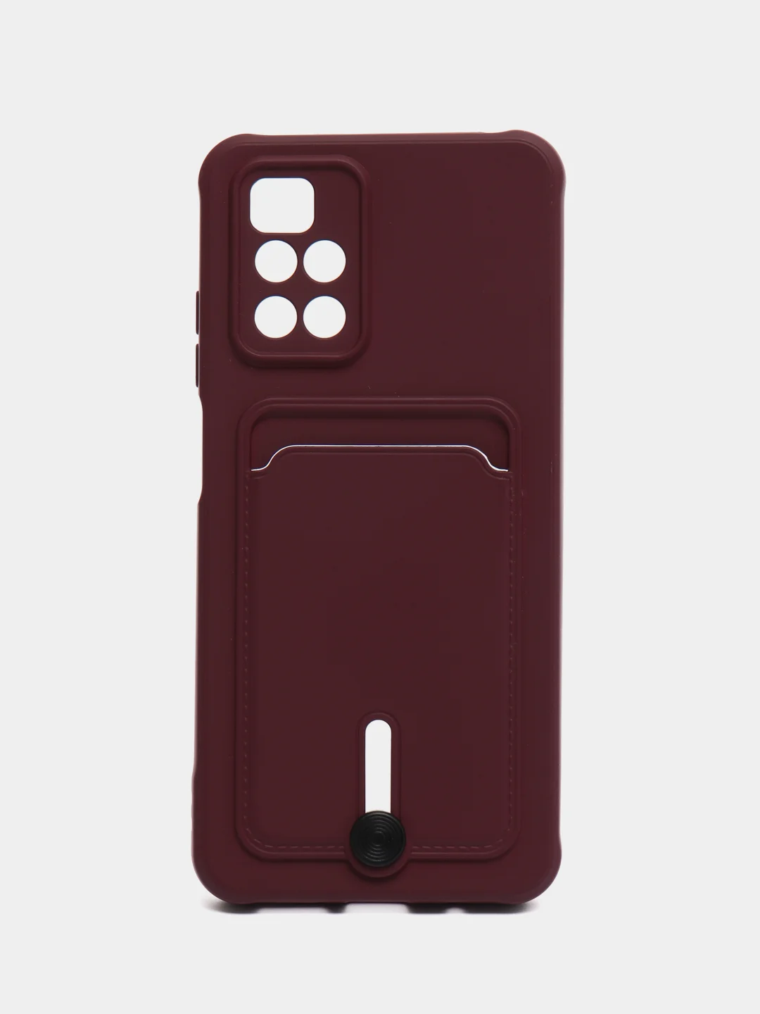 Тёмно-бордовый силиконовый чехол для Xiaomi Redmi 10 ( Сяоми Редми 10 ) с карманом для карт