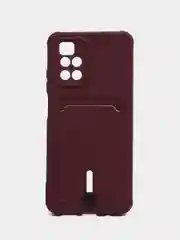Тёмно-бордовый силиконовый чехол для Xiaomi Redmi 10 ( Сяоми Редми 10 ) с карманом для карт