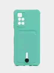 Мятный силиконовый чехол для Xiaomi Redmi 10 ( Сяоми Редми 10 ) с карманом для карт