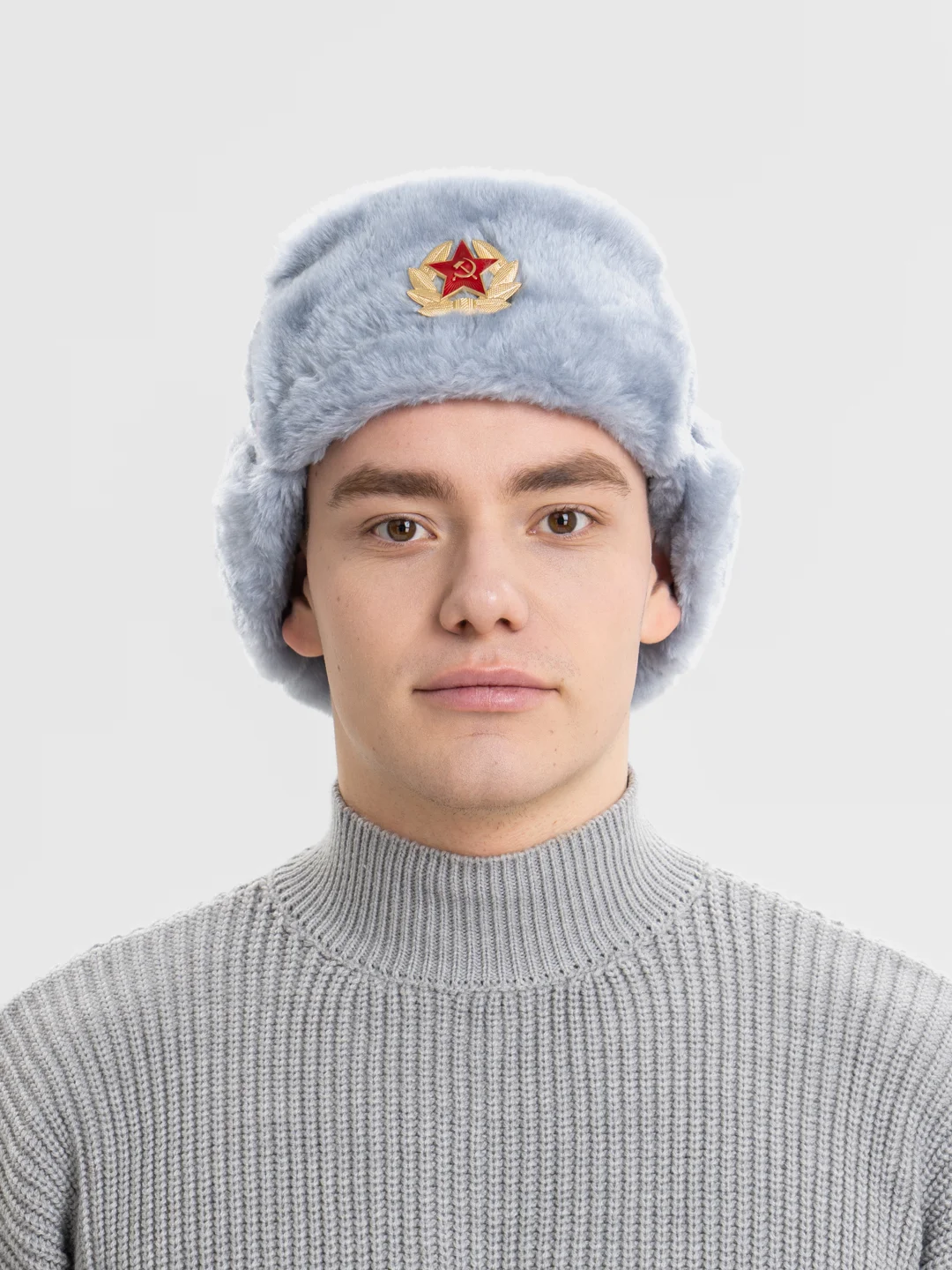Серебряный шапка ушанка с кокардой СССР, сувенирная