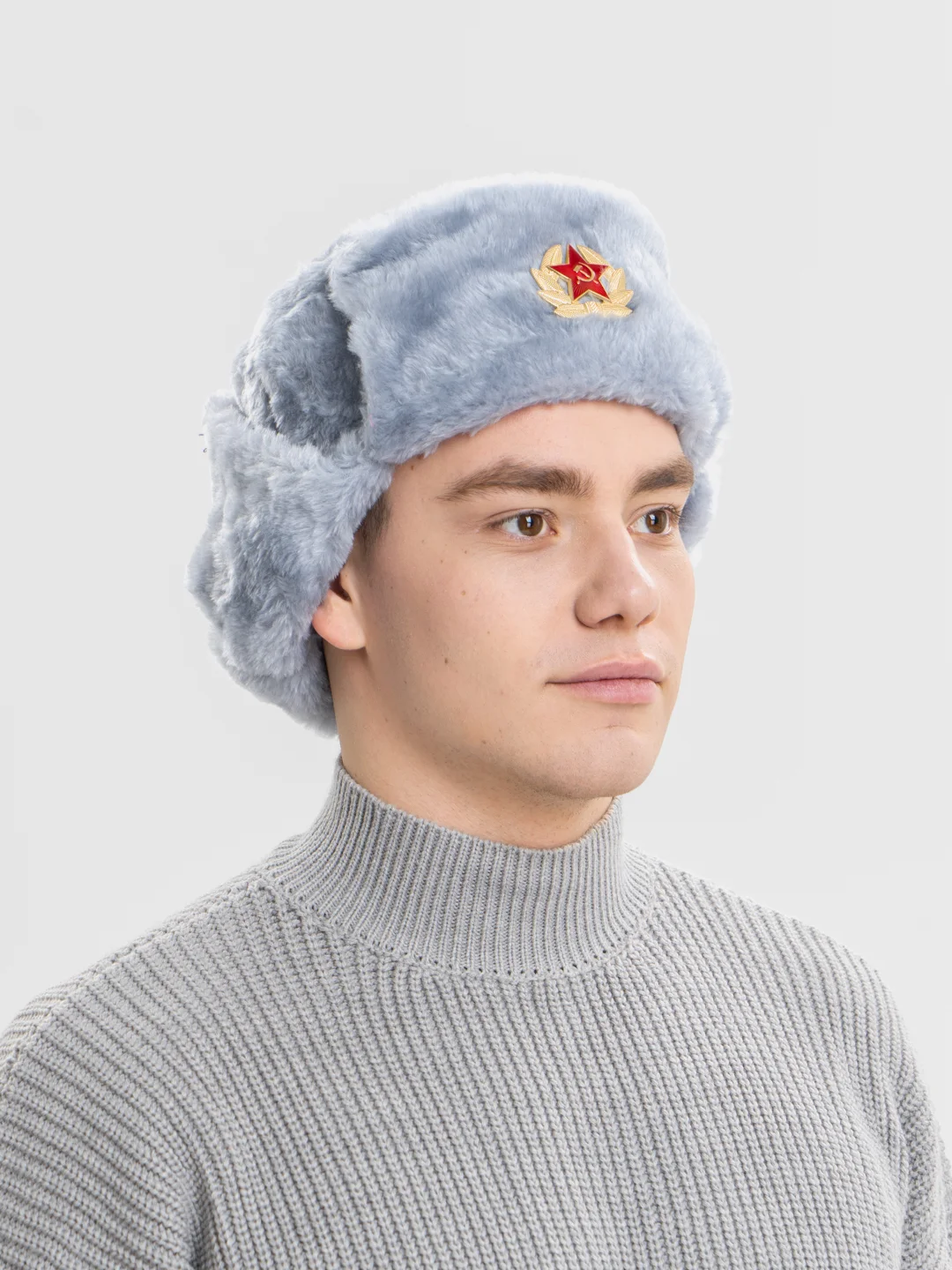 Серебряный шапка ушанка с кокардой СССР, сувенирная