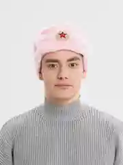 Желтый шапка ушанка с кокардой СССР, сувенирная