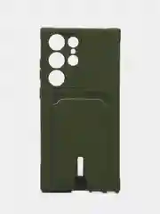 Зелёный хаки чехол для Samsung Galaxy S23 Ultra (Самсунг Галакси С23 Ультра), силиконовый, с карманом