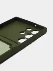 Зелёный хаки чехол для Samsung Galaxy S23 Ultra (Самсунг Галакси С23 Ультра), силиконовый, с карманом