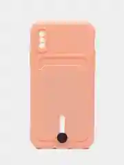 Пудровый силиконовый чехол для iPhone X, XS (Айфон Х, ХС) с карманом для карт, чехол на айфон
