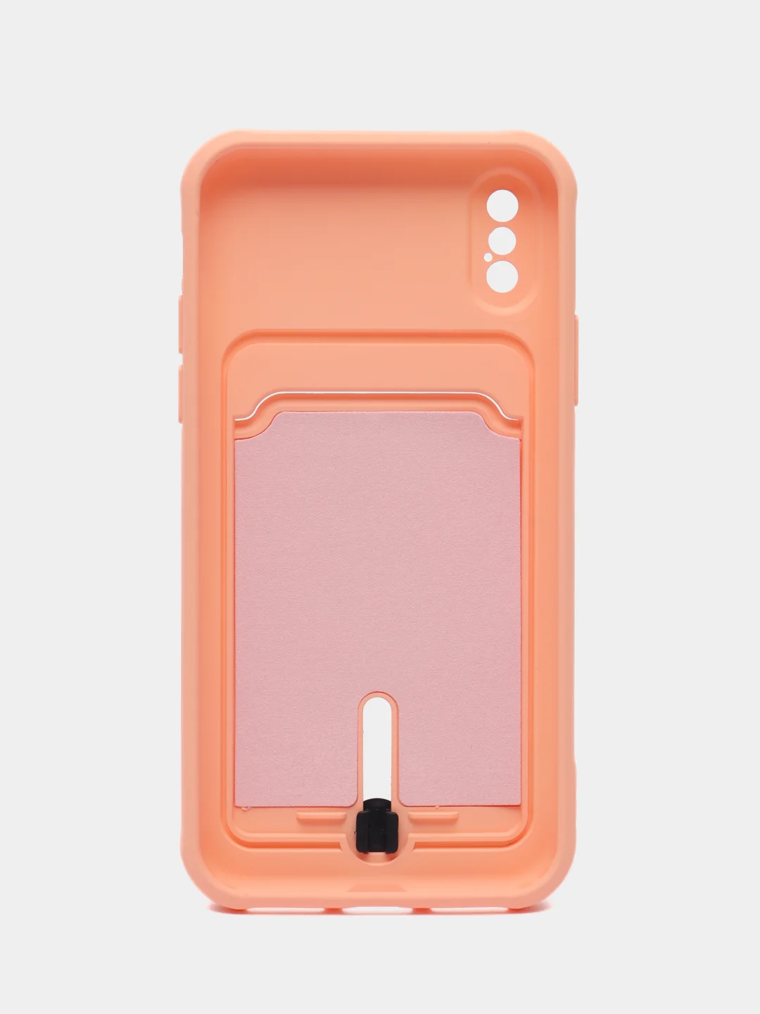 Пудровый силиконовый чехол для iPhone X, XS (Айфон Х, ХС) с карманом для карт, чехол на айфон