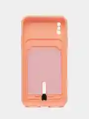 Пудровый силиконовый чехол для iPhone X, XS (Айфон Х, ХС) с карманом для карт, чехол на айфон