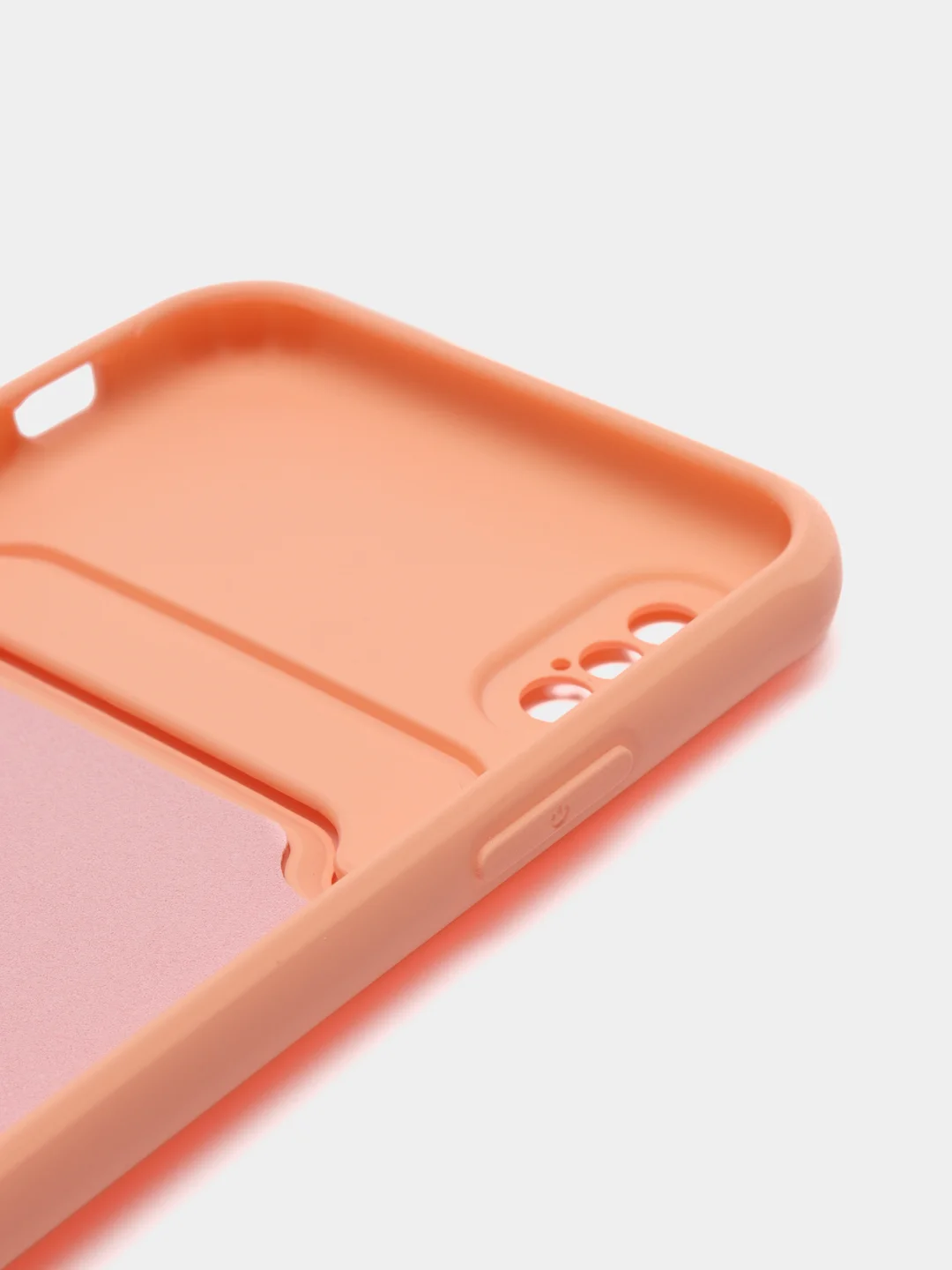 Пудровый силиконовый чехол для iPhone X, XS (Айфон Х, ХС) с карманом для карт, чехол на айфон