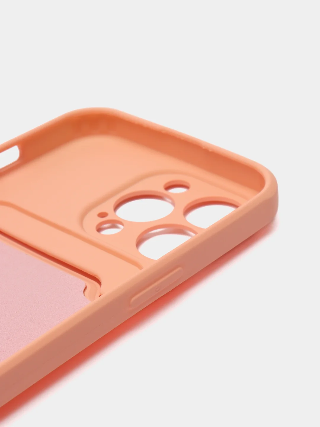 Пудровый силиконовый чехол для iPhone 13 Pro (Айфон 13 Про) с карманом, чехол на айфон