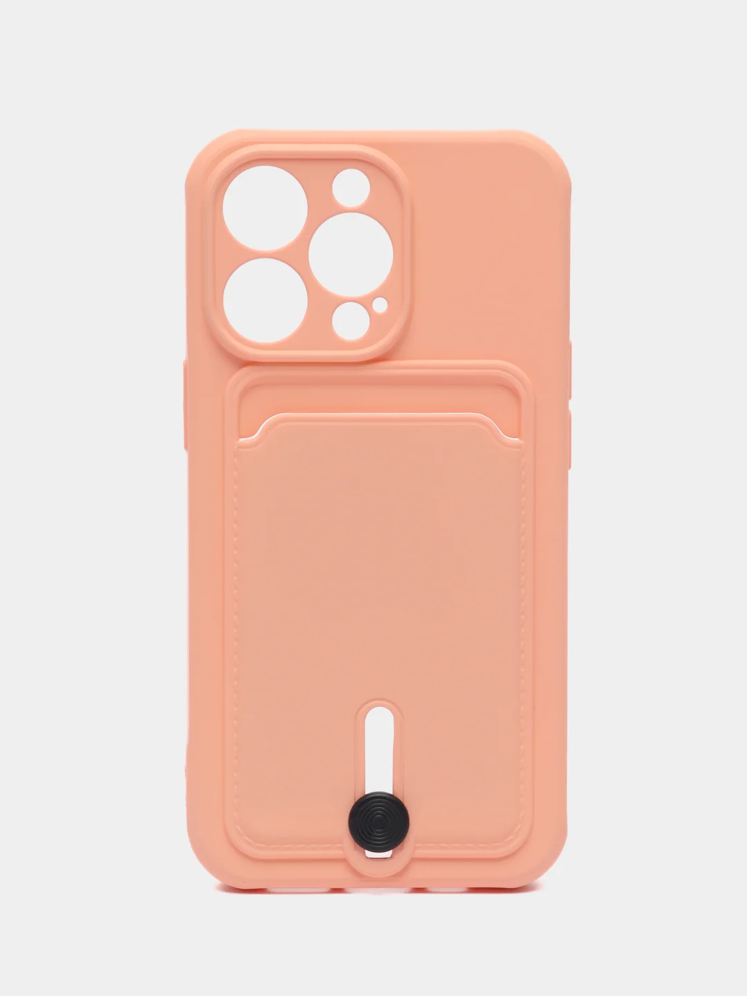 Пудровый силиконовый чехол для iPhone 13 Pro (Айфон 13 Про) с карманом, чехол на айфон
