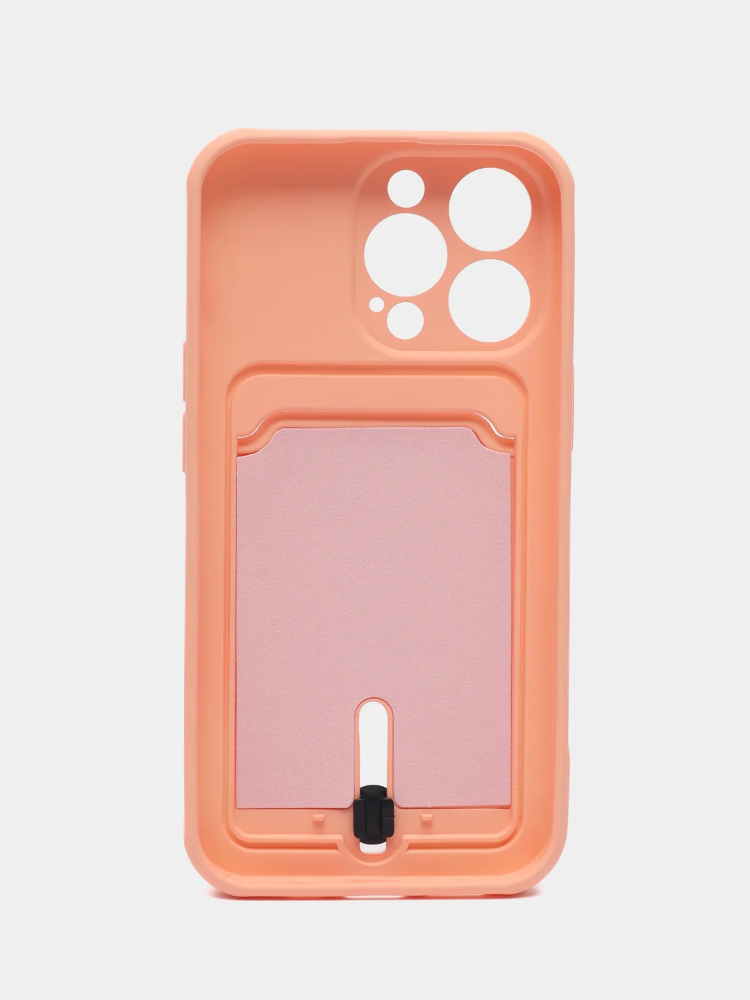 Пудровый силиконовый чехол для iPhone 13 Pro (Айфон 13 Про) с карманом, чехол на айфон